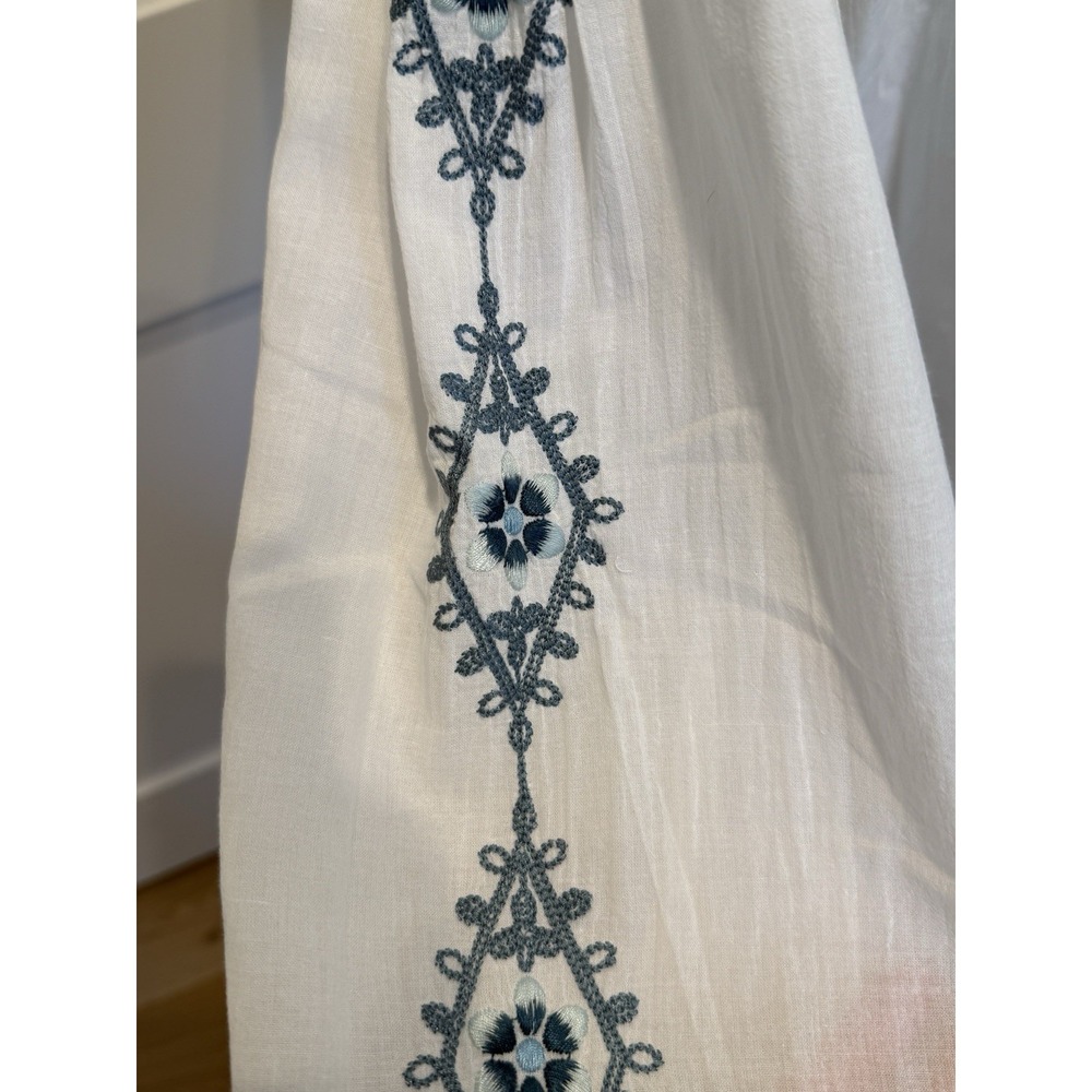 Johnny Was 3J Workshop White Embroidered Boho Tunic Women's L Fairy Festival - Picture 4 of 9